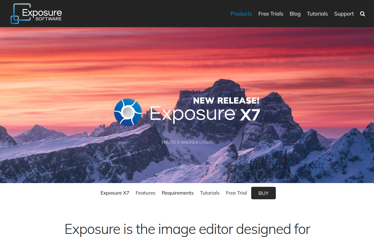 Exposure X7 official website screenshot
