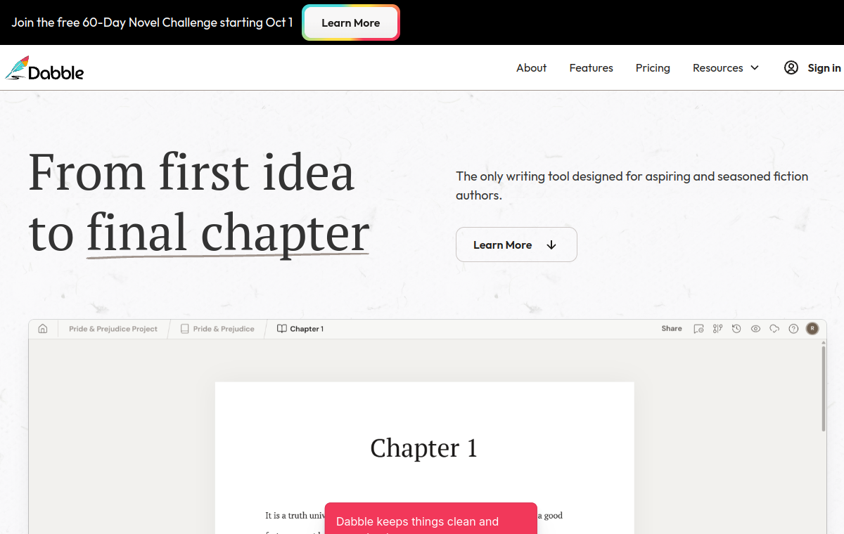 Dabble official website screenshot