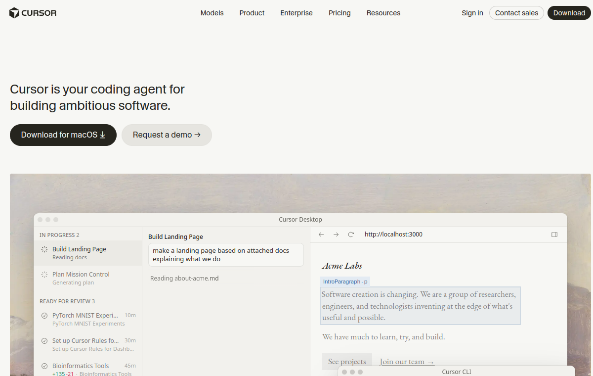 Cursor official website screenshot