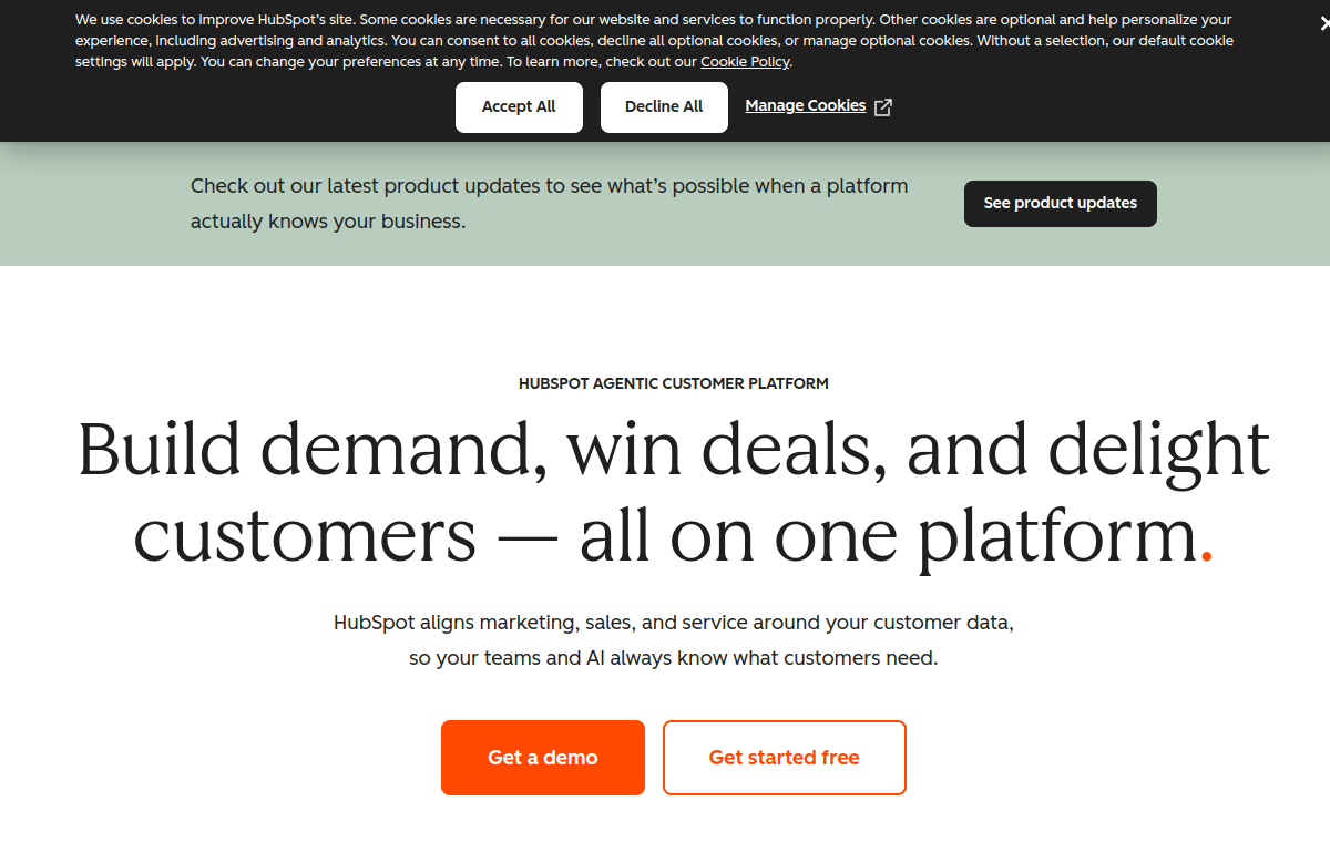 HubSpot official website screenshot