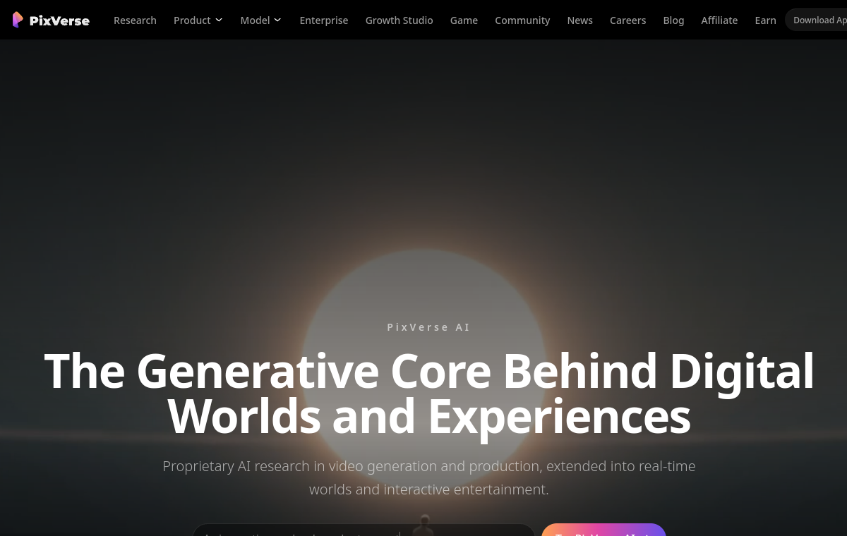 PixVerse official website screenshot