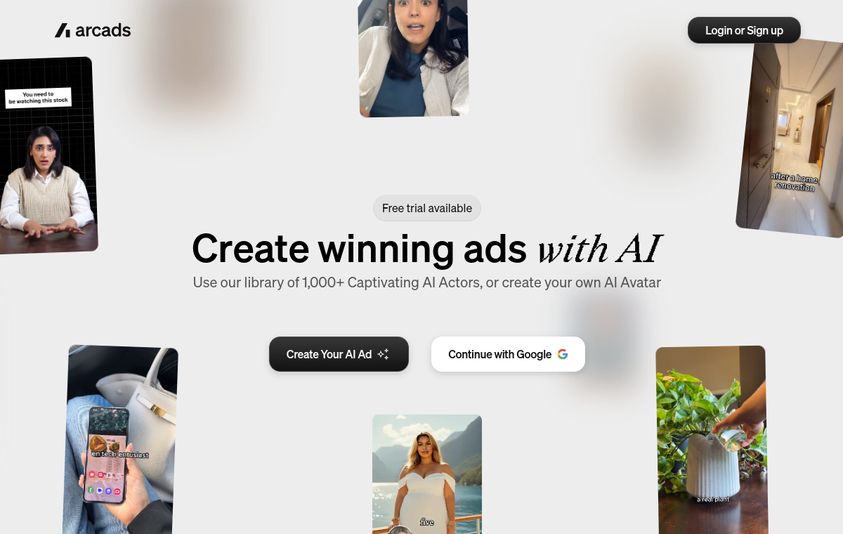 Arcads official website screenshot