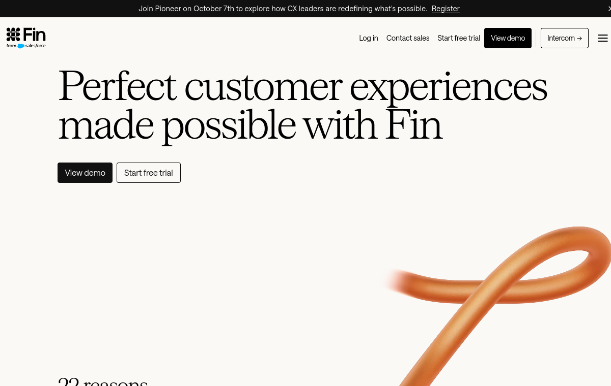 Intercom Fin official website screenshot