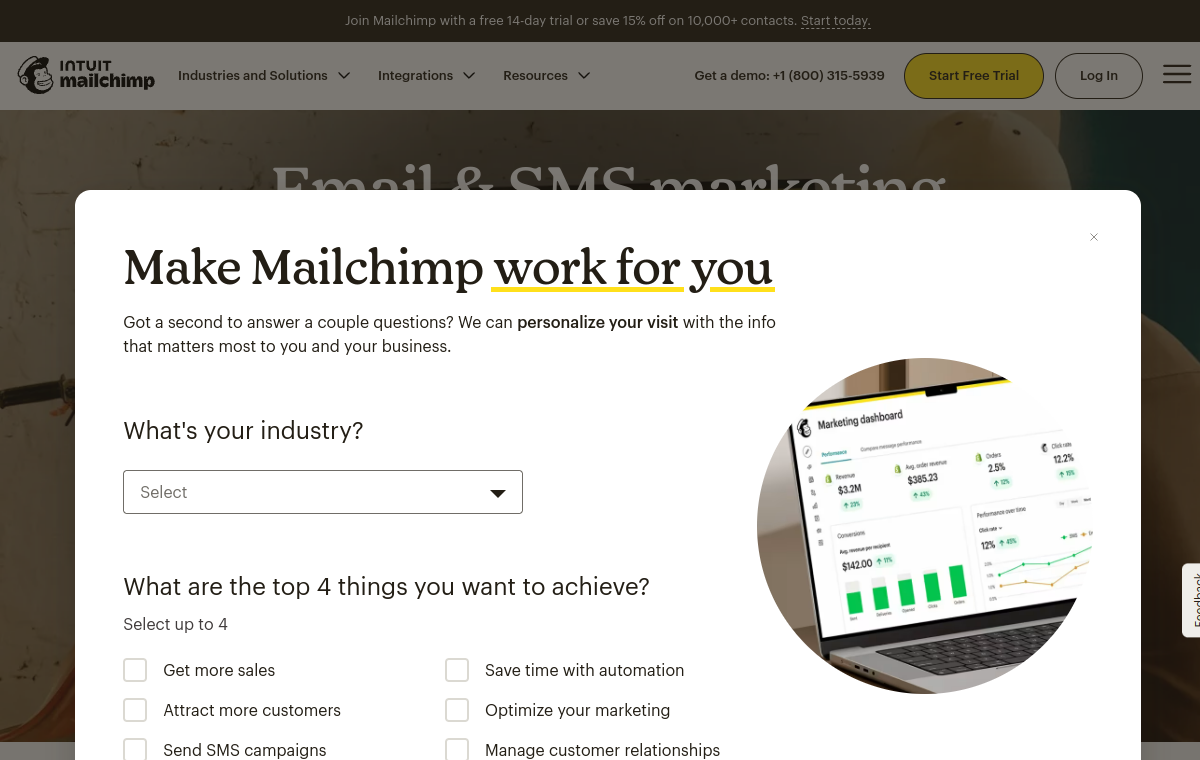 Mailchimp official website screenshot