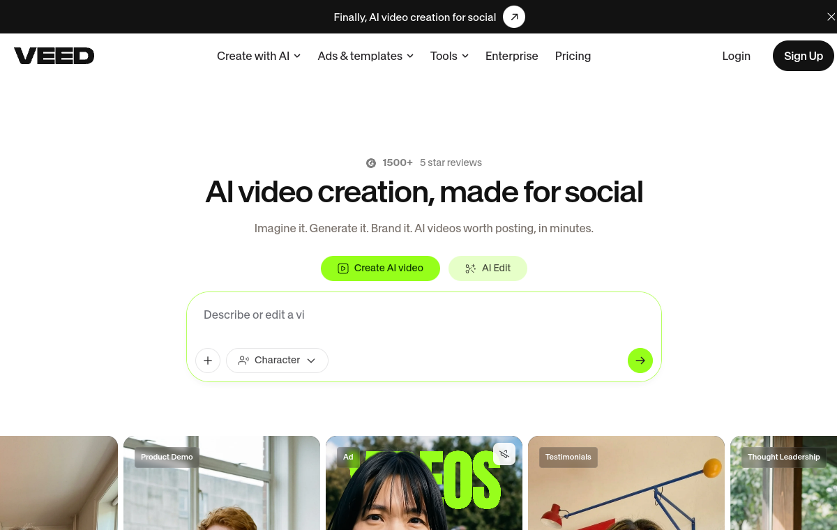 VEED AI official website screenshot