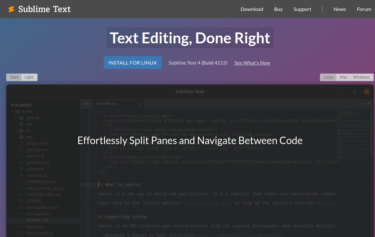 Sublime Text official website screenshot