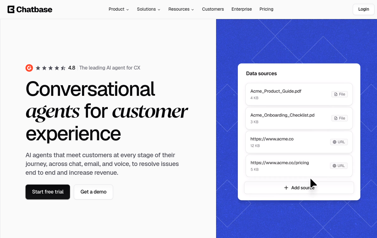 Chatbase official website screenshot